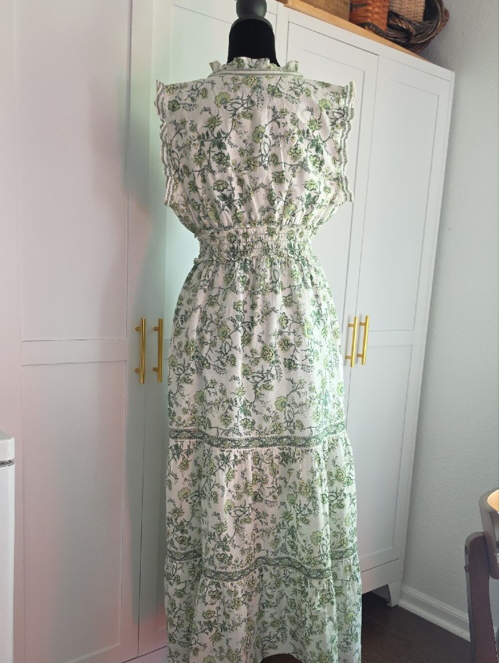Max Studio White Maxi Dress with Green Floral Print - Picture 4 of 7